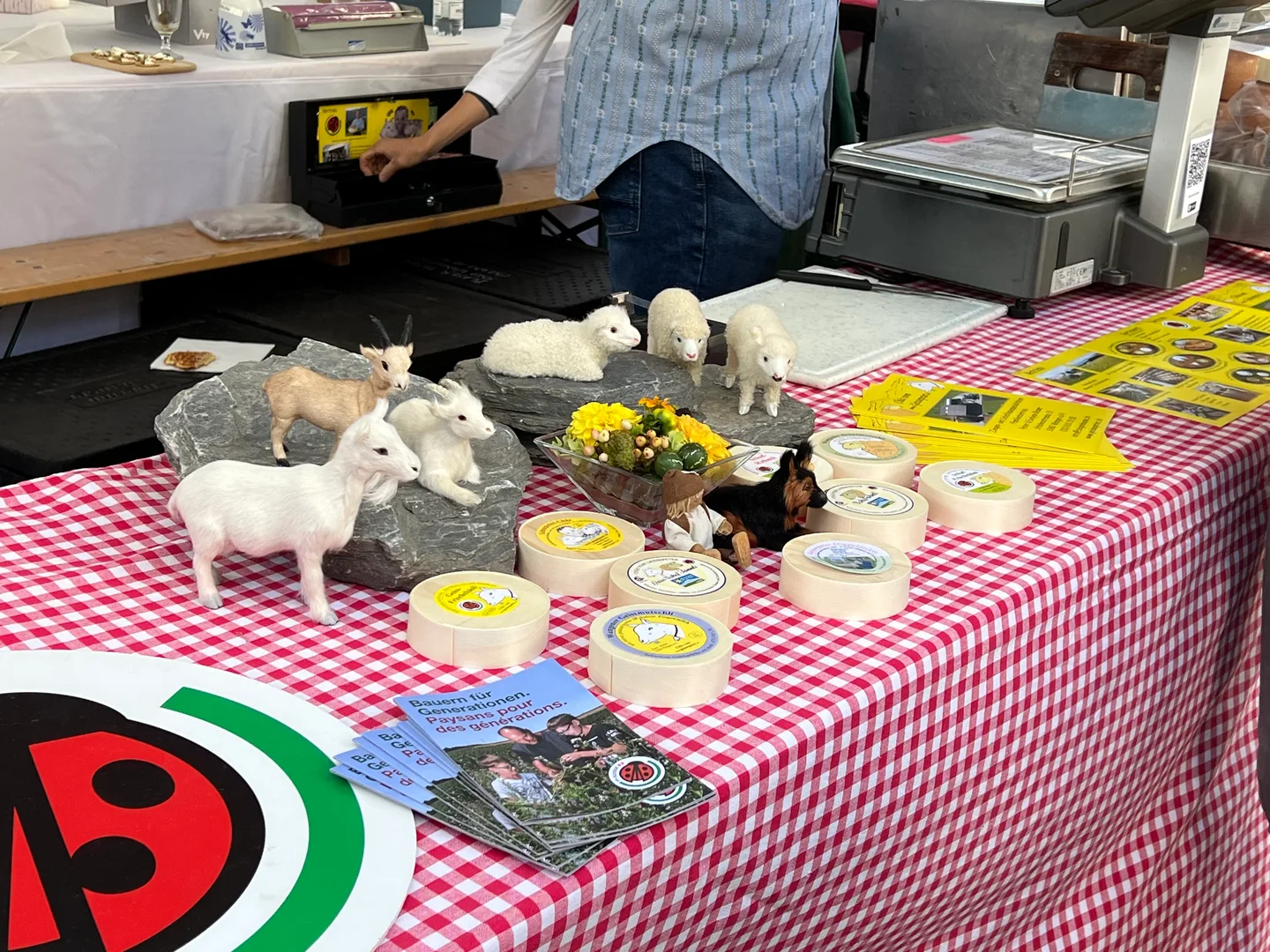 Cheese for sale at the fair during the Swiss cow descent festival