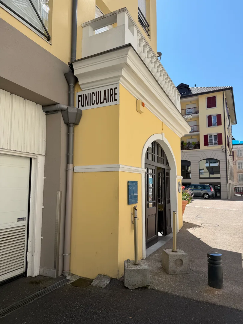 Station entrance behind the Palais Lumière