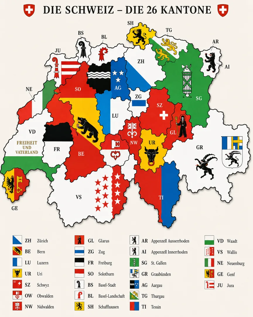 Die 26 Kantone der Schweiz