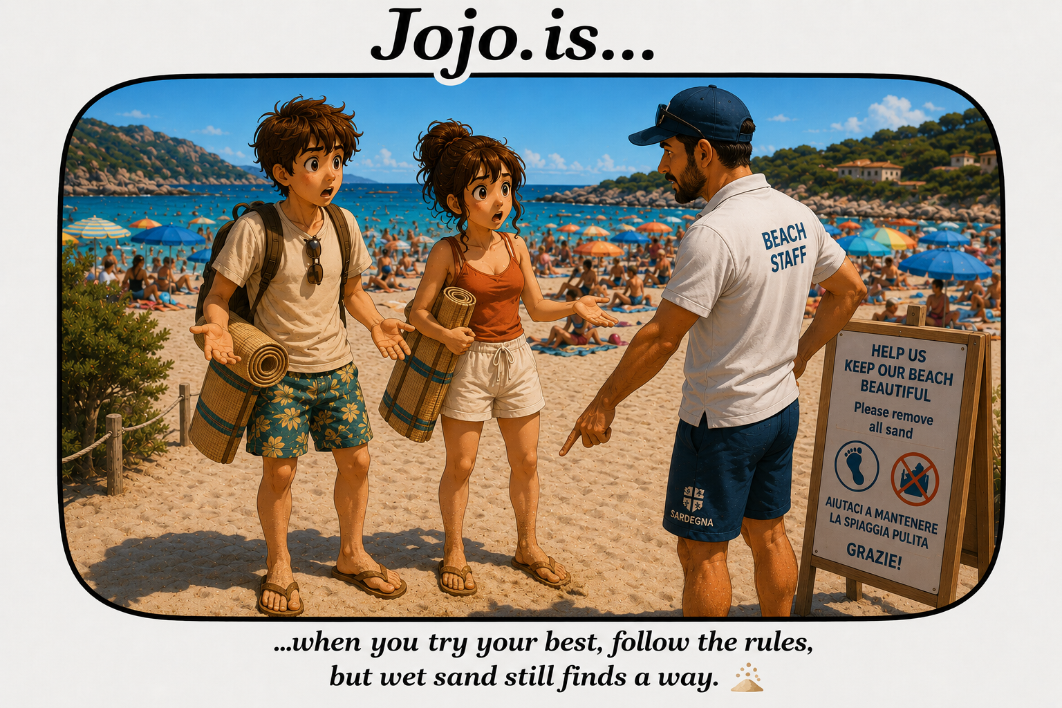 Jojo.is... when you try your best, follow the rules, but wet sand still finds a way.