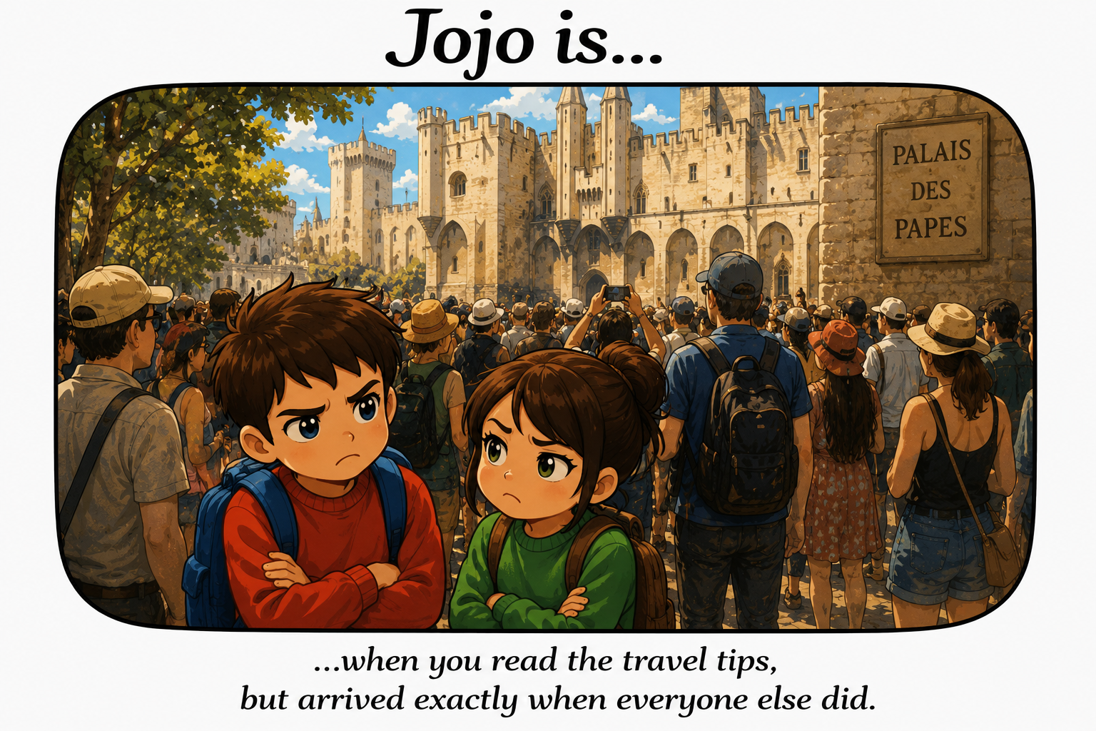 Jojo.is... when you read the travel tips, but arrived exactly when everyone else did.