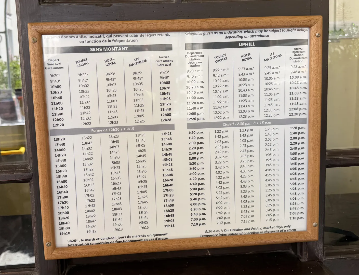 Évian Funicular Operating Hours