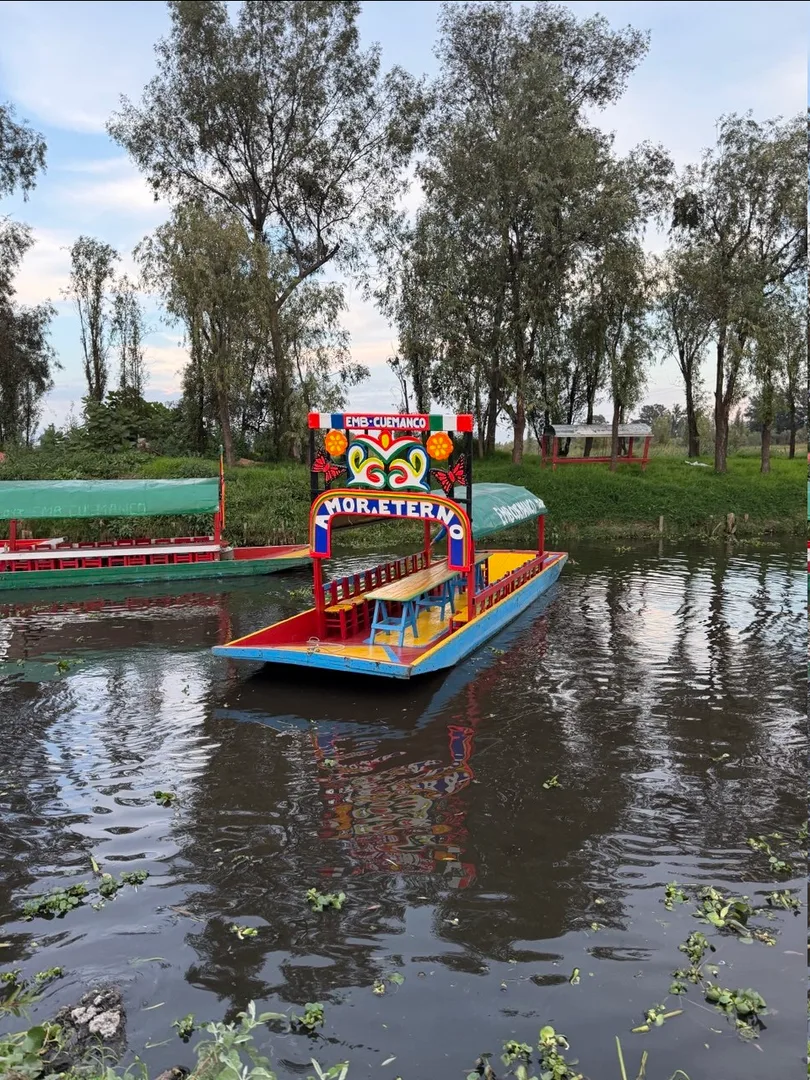 Trajinera, boat on the canals of Xochimilco in Mexico